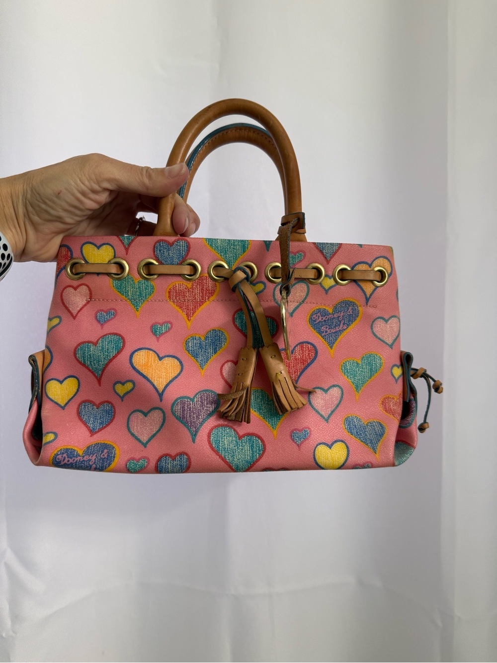 Dooney & Bourke Pink Multicolor Heart-Print Satchel